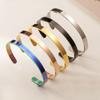 Simple Style 4mm/6mm/8mm Stainless Steel Open Bangle Unisex Unfading Not Allergic 3 Colors Charm Bracelet Leisure Pulseira Joias