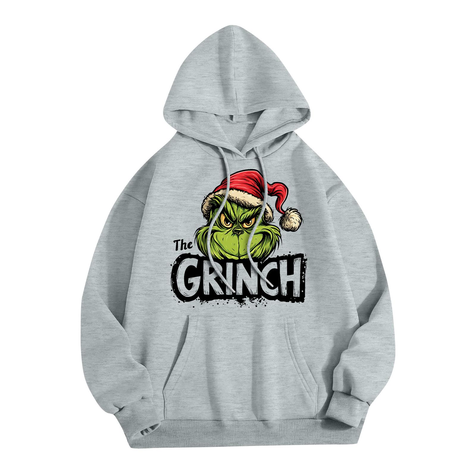 

Женская модная повседневная толстовка с капюшоном и карманами с рождественским принтом S