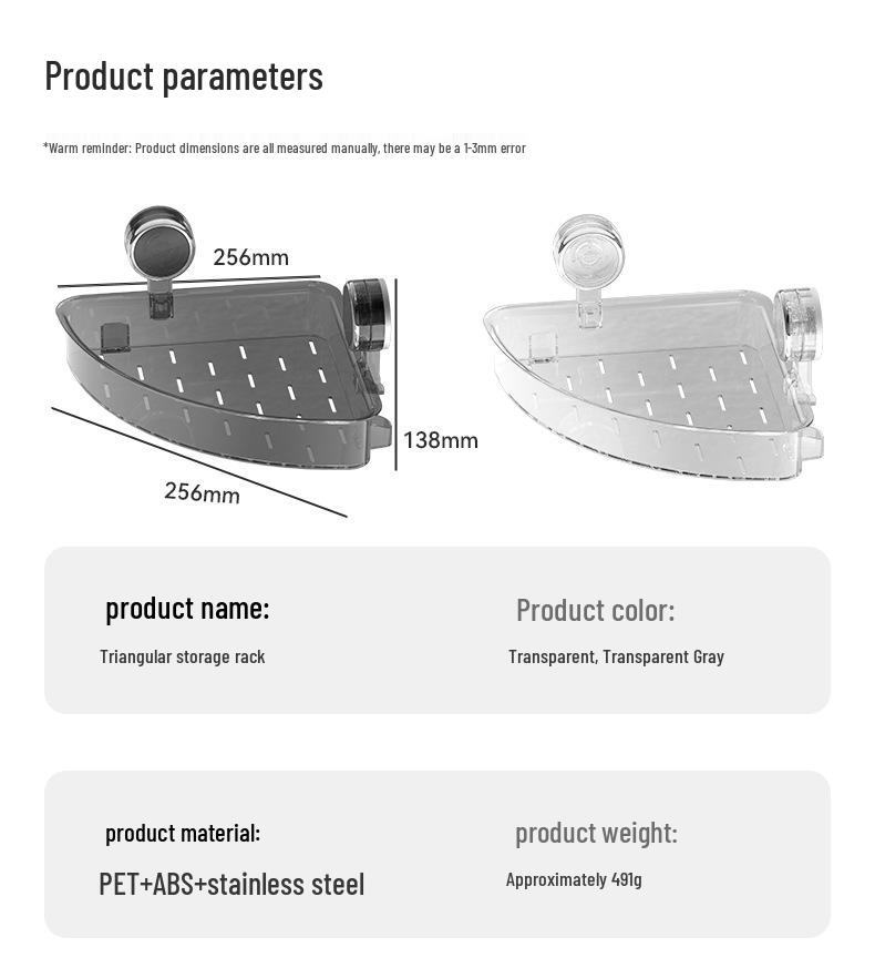 Wandmontiertes Eckregal mit Saugnapf – Bohrfreie Dreieckablage für Bad & Toilette