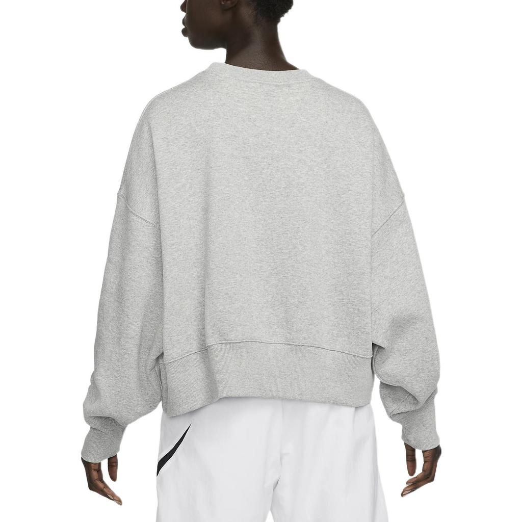 Nike Solid Color Logo Short Loose Round Neck Pullover Sweatshirt Women Sweatshirt Gray DQ5762-063