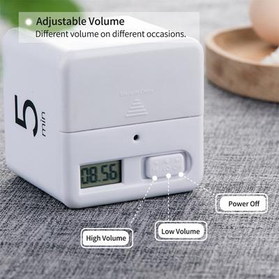 Portable Cube Timer Digital Kitchen Timer Countdown Alarm 15-20-30-60 Minutes Flip Timing with