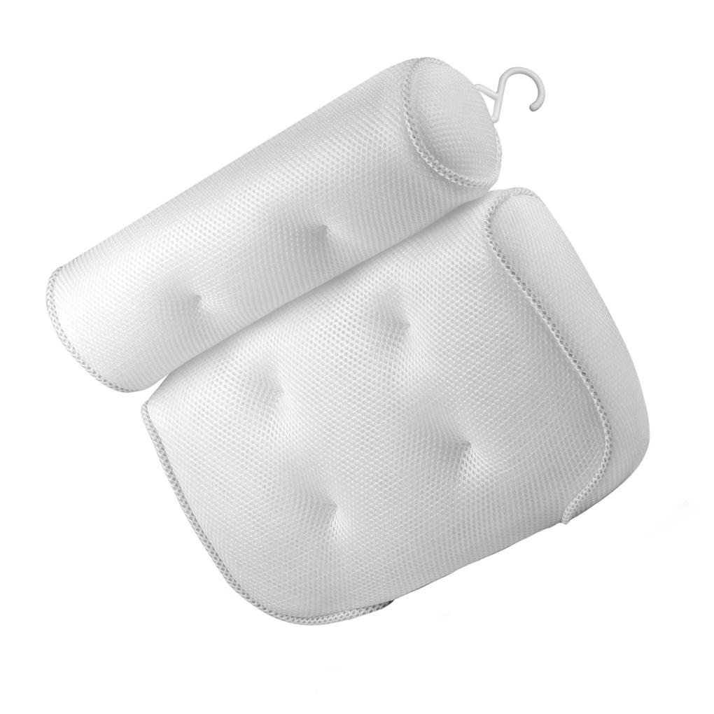 Bathtub Head Pillow with Suctions Cups Cloth Accessories Neck Support Cushion Non-Slip Headrest Cushions Washroom Using