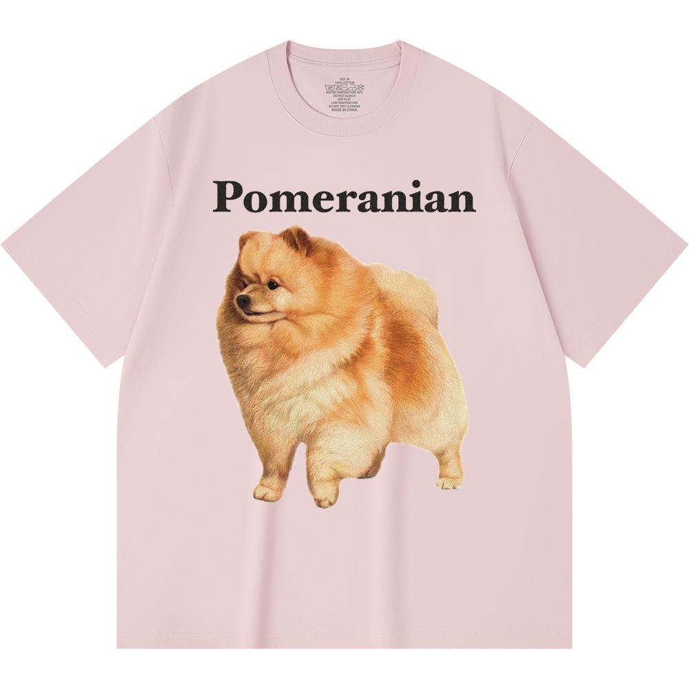 230GSM 100% bavlněné tričko s potiskem pomeraniana, vtipná trička ve stylu Harajuku, tričko z česané bavlny