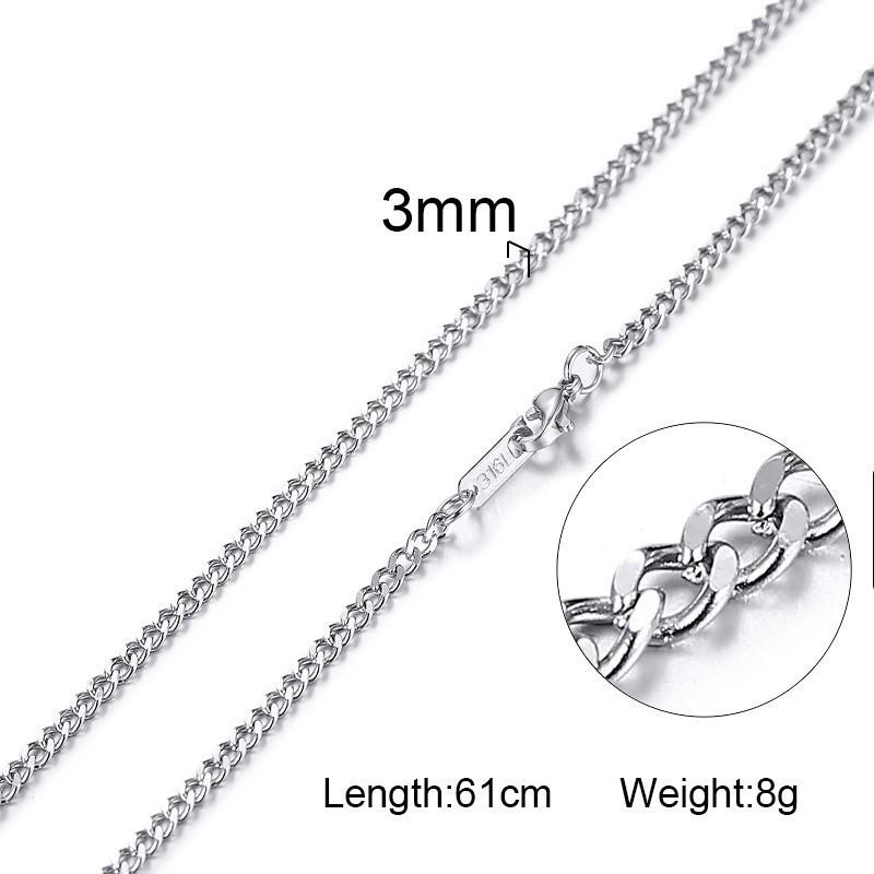 

Women Men Chain Necklaces Stainless Steel Curb Flat Snake Link Chains 24 Width 3mm 4mm 6mm