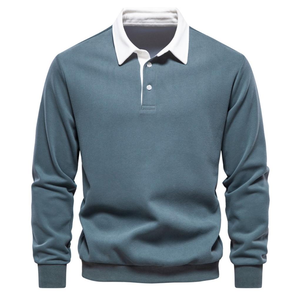 New Autumn Long Sleeve Polo Collar Sweatshirt, Plus Size European Trendy Casual Versatile High Quality Men's Hoodie