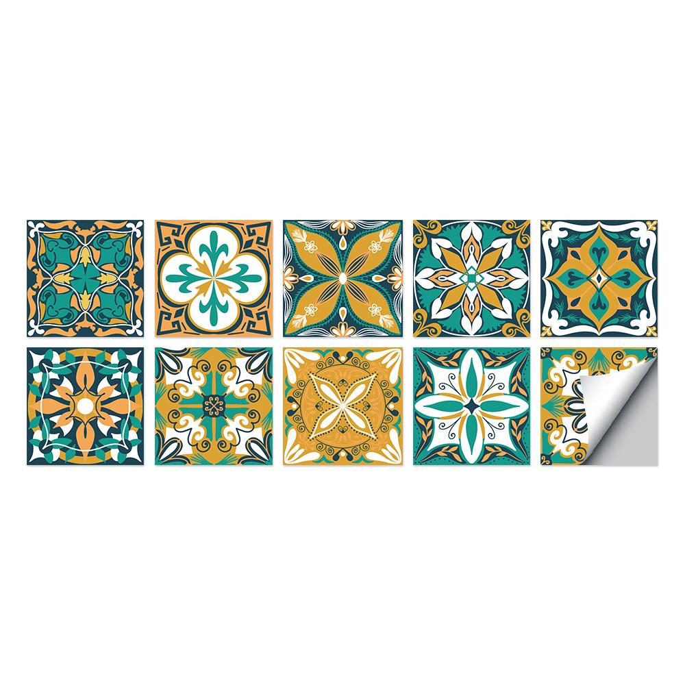 Tile Stickers Waterproof Kitchen Retro Moroccan Self Adhesive Bathroom Decal Vinyl Peel And Stick Wall Decoration Wallpaper NONE