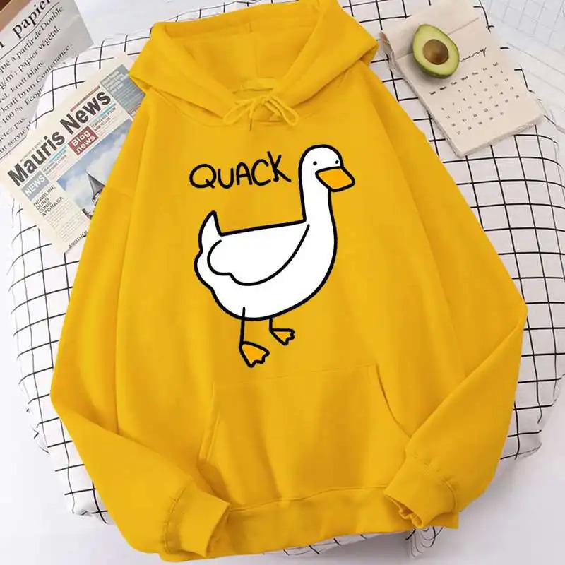 QUACK niedlicher Cartoon Gänsepullover Frühling und Herbst Herren- und Damen Langarmjacke Kapuzenpullover