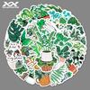 50pcs Cartoon Green Plants INS Style Decorative Stickers for Journals, Suitcases, Tablets, and Cars
