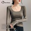 Dushi Liren Women's Slim-Fit Square Neck Long Sleeve T-Shirt