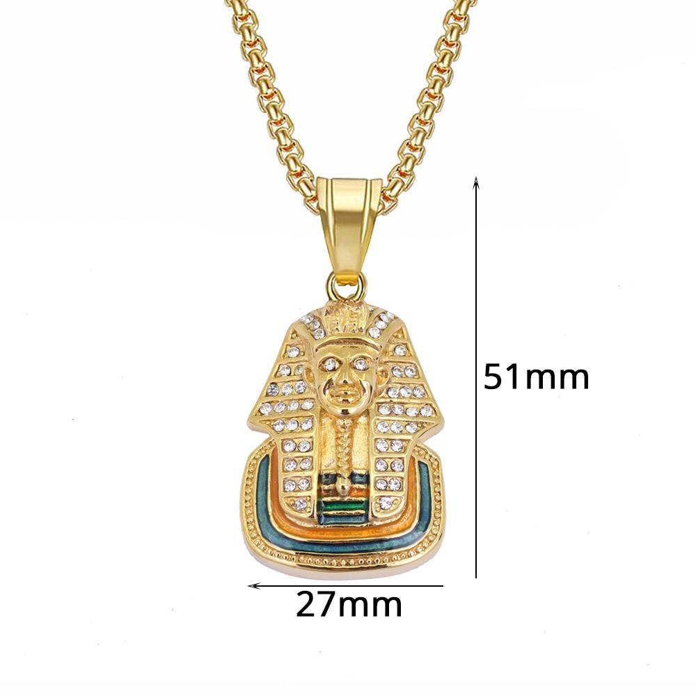 Egyptian Iced Out Pharaoh Pendant Gold Color Stainless Steel Necklace For Women Men Ancient Egypt Jewelry Gift 2025