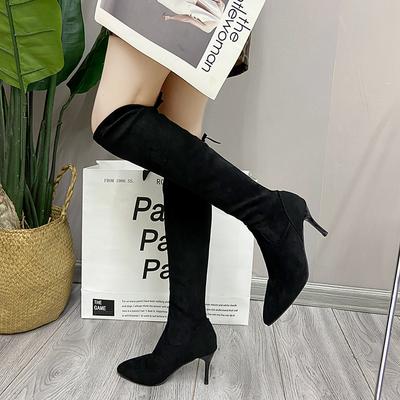 New Fashionable and Comfortable Women's Black Lined Over-the-Knee Boots Autumn and Winter High Heels Stiletto Korean Style