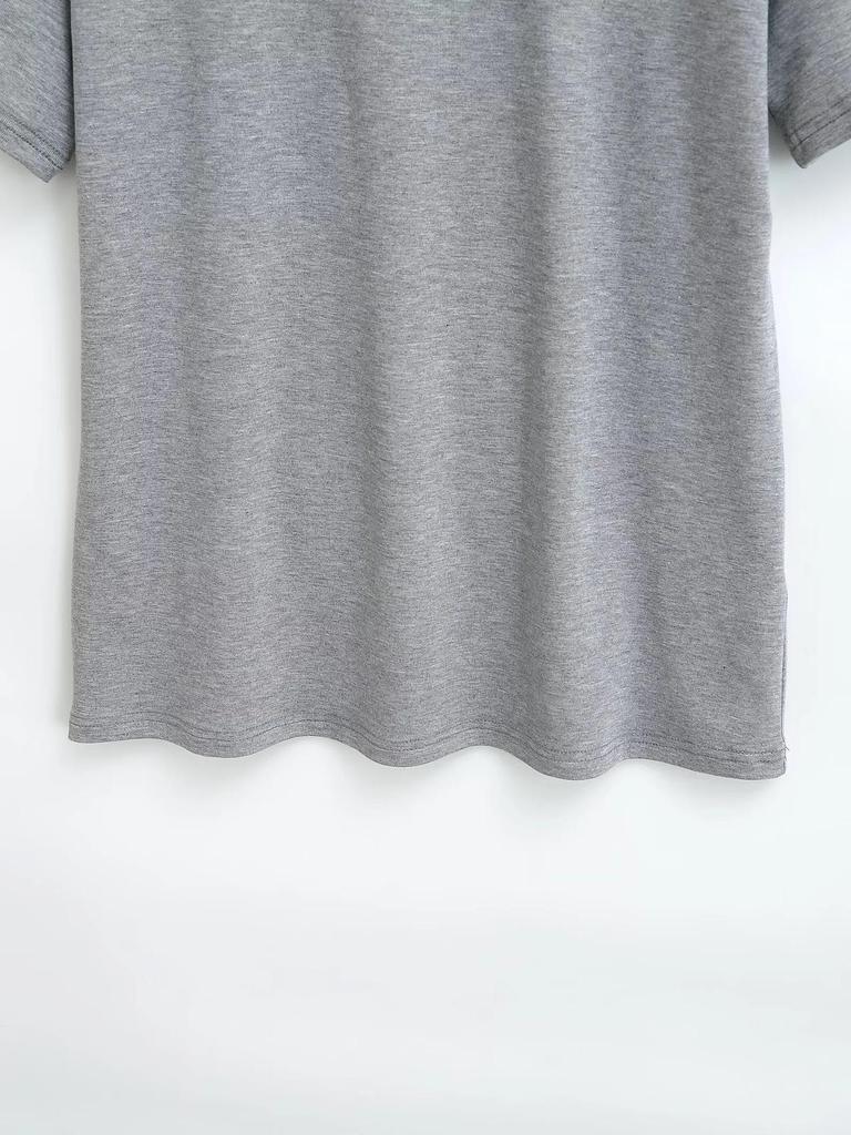 Women's Basic Round Neck Loose Short Sleeve T-shirt, Elegant Versatile Casual Pullover Top