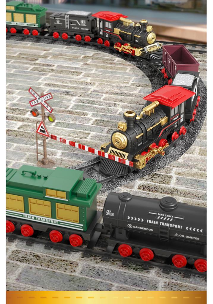Children's Electric Train Simulation Retro Steam Track Car Model High-Speed Rail Toy