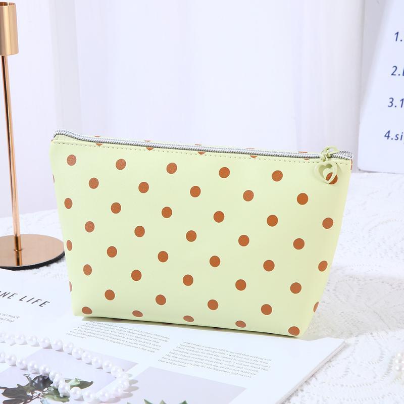1/3Pcs Pink Polka Dot Pu Makeup Bag Set Large Capacity Sturdy Handle For Travel Daily Cosmetic Storage