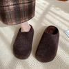 Autumn Winter Women's Mules Slippers Concise Round Toe Platform Flats Outdoor Slides Fashion Slip On Woolen Fabric Shoes