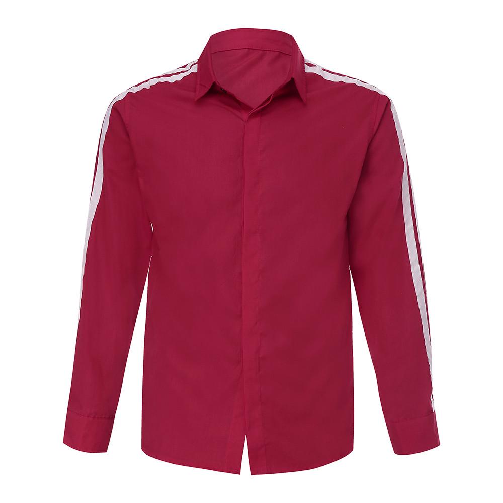 Fashion Men's Autumn Winter Casual Packwork Button Long Sleeve Shirt Blouse Top