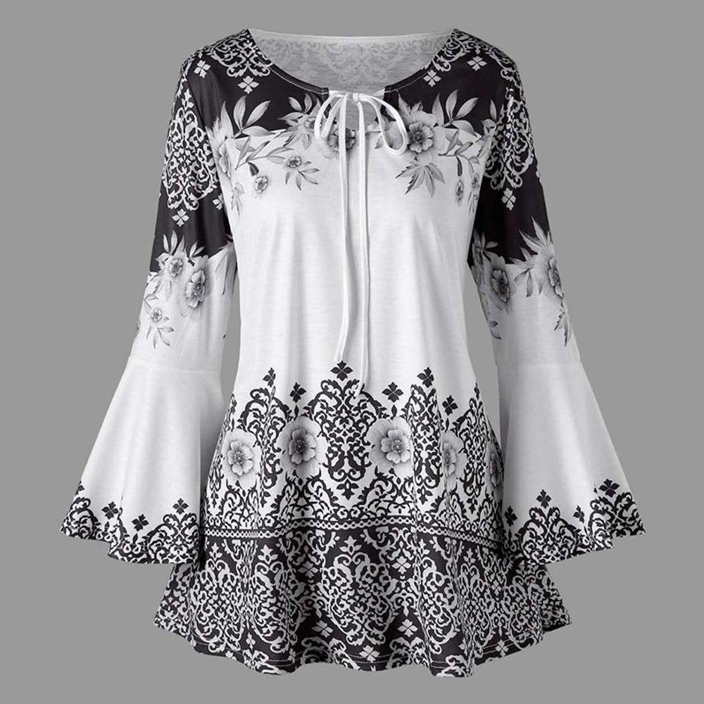 Plus Size Round Neck Long Sleeve Buttoned Blouse