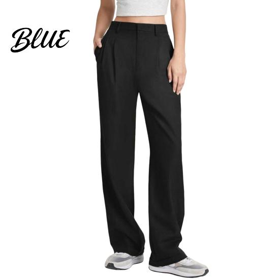 Commuting Outfit Women Suit Pants Button Zipper Fly Solid Color Trousers Pocket Decoration with Pockets