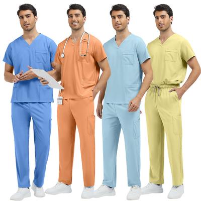 Unisex Quick-Dry Short-Sleeve Scrub Suit: Medical Two-Piece Set for Nurses and Hospital Staff