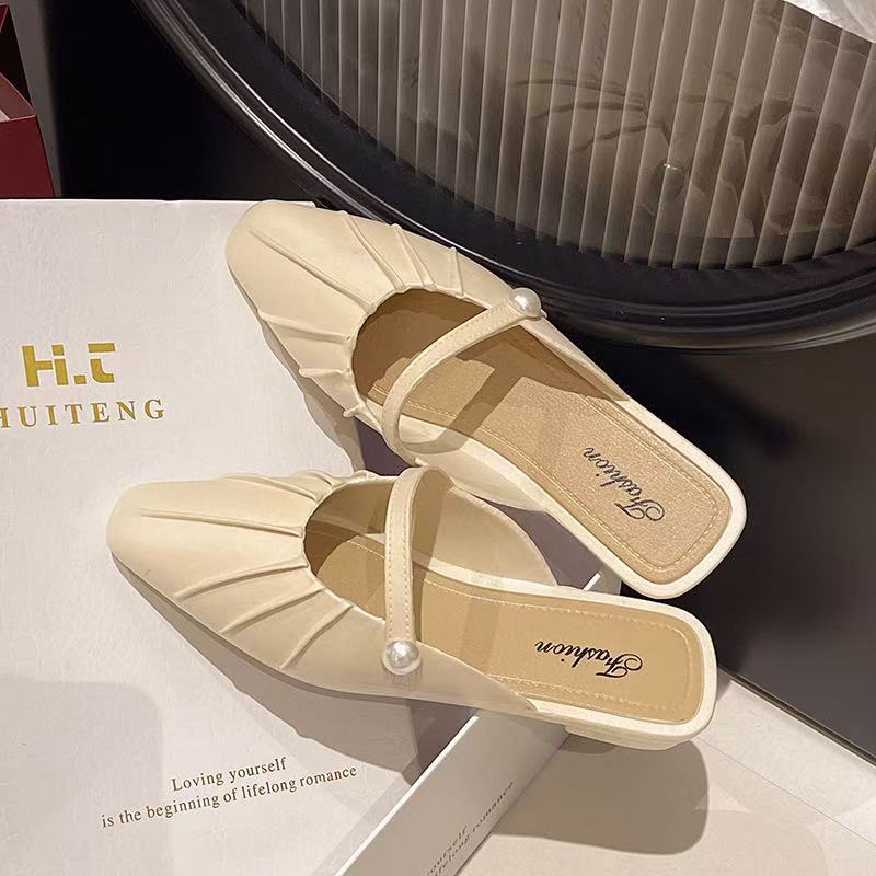 

Летние тапочки баотоу женские простые ленивые милые однословные крутые тапочки женские 40-41 (one size smaller)