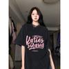 Plus Size European Style Mid-Length Black Oversized Tee for Women, Hip-Covering Loose Fit, Short Half-Sleeve, Summer 2025
