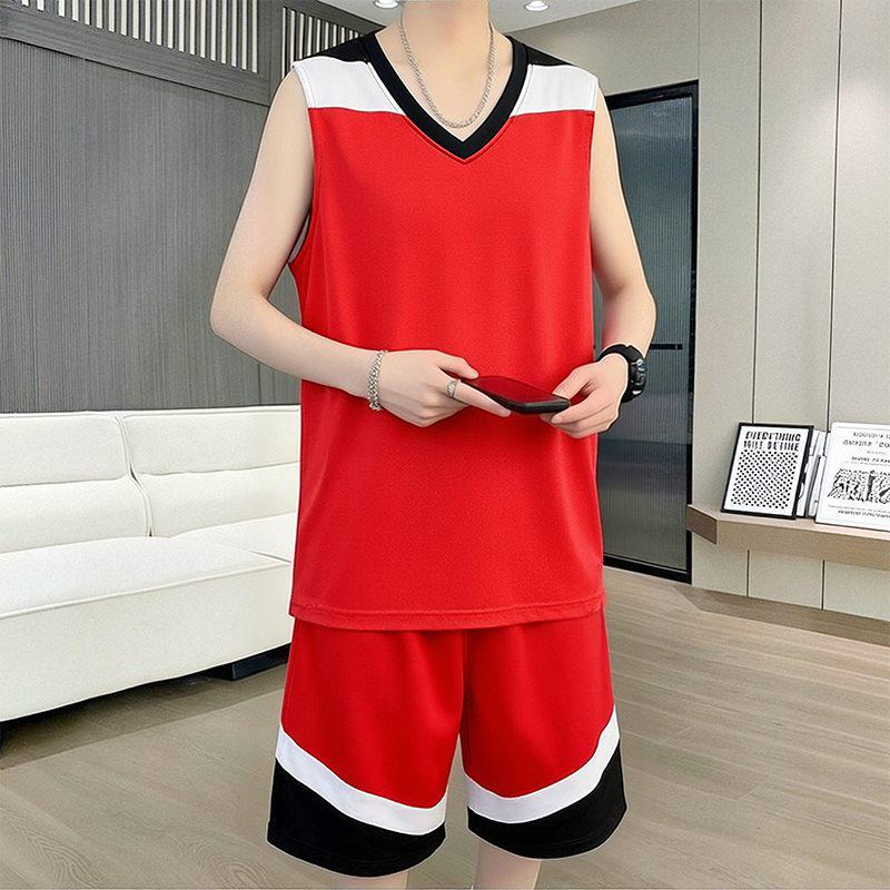 11050 Men's Summer 2026 Ice Silk Quick-Dry Vest & Shorts Set for Basketball Training - Sleeveless & Loose Fit