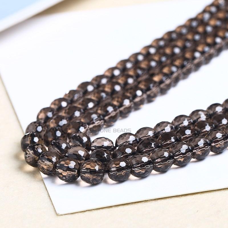 Synthetic Faceted Smoky Quartz Beads Round Brown Energy Crystal Loose Spacer Bead For Jewelry Making Bracelet Necklace Accessory