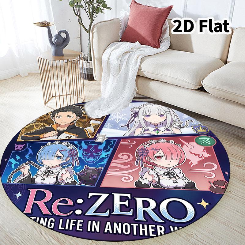 Re Zero Round Area Rug Carpet Rug For Living Room Bedroom Sofa Playroom Decor Nonslip Floor Mat