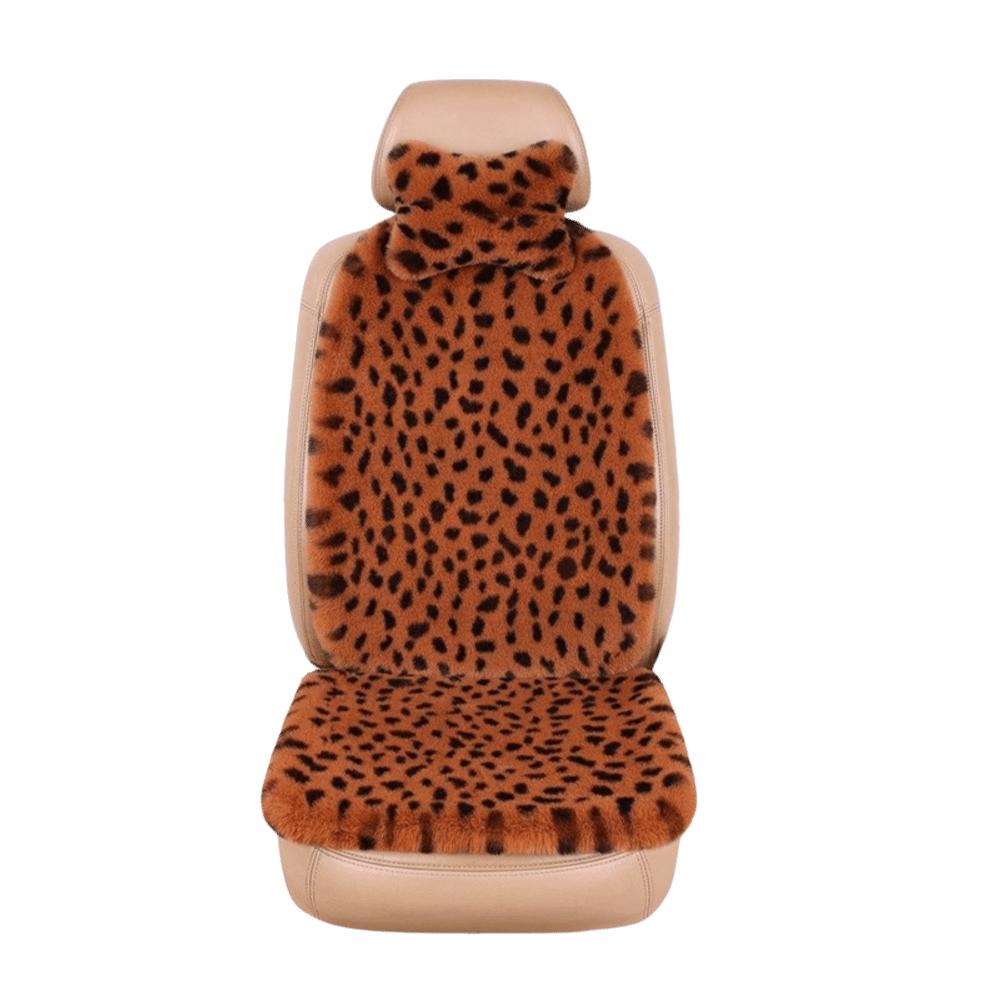Rabbit Fur Rabbit Fur Car Pad Non-slip Plush Seat Cushion Leopard Print Seat Cover Cushion Front
