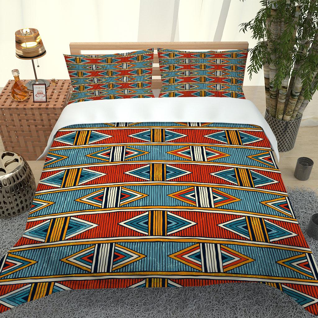 Bedding Set 3D Art Geometric Patterns Duvet Cover with Zipper Closure Comforter Cover Queen King Full Polyester Quilt Cover