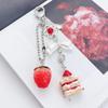 Fashion Unique Bow Heart Phone Charm Cute Creative Strawberry Cake Pendant Keychain Luxury Phone Lanyard Bag Phone Accessories