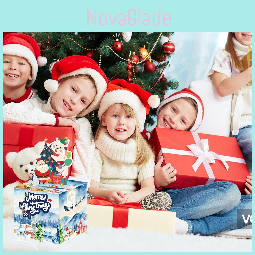 Christmas Snow Scene Party Decor Cash Box With Blue Paper Material For Holiday Celebrations