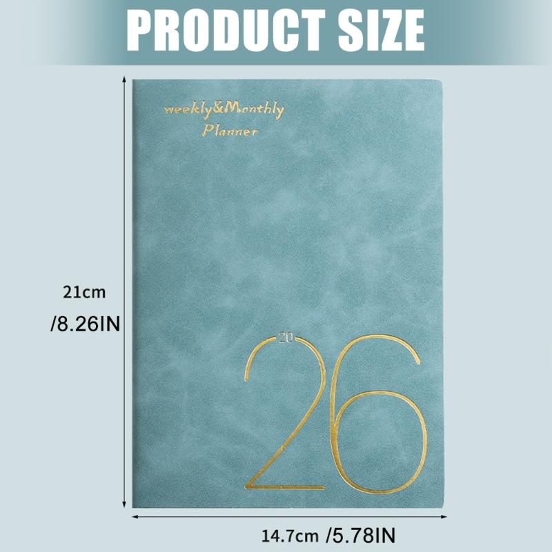 A 5 2026 Schedule Notebook Journaling Notebooks Leather Calendar Planner Monthly Planner for Home Office School Supplies