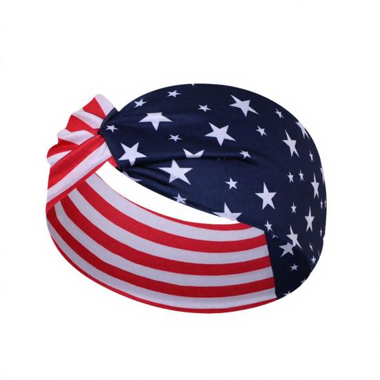 Headband Soft Cloth Independence Day Headband with Flag Stars Stripes Design Holiday Patriotic Hairband Hair Accessories