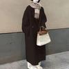 Frauen Herbst Winter Mantel Lose Revers Verdickt Winddicht Warm Weich Zweireiher Einfarbig Taschen Langarm Dame Mittellange Trenchcoat
