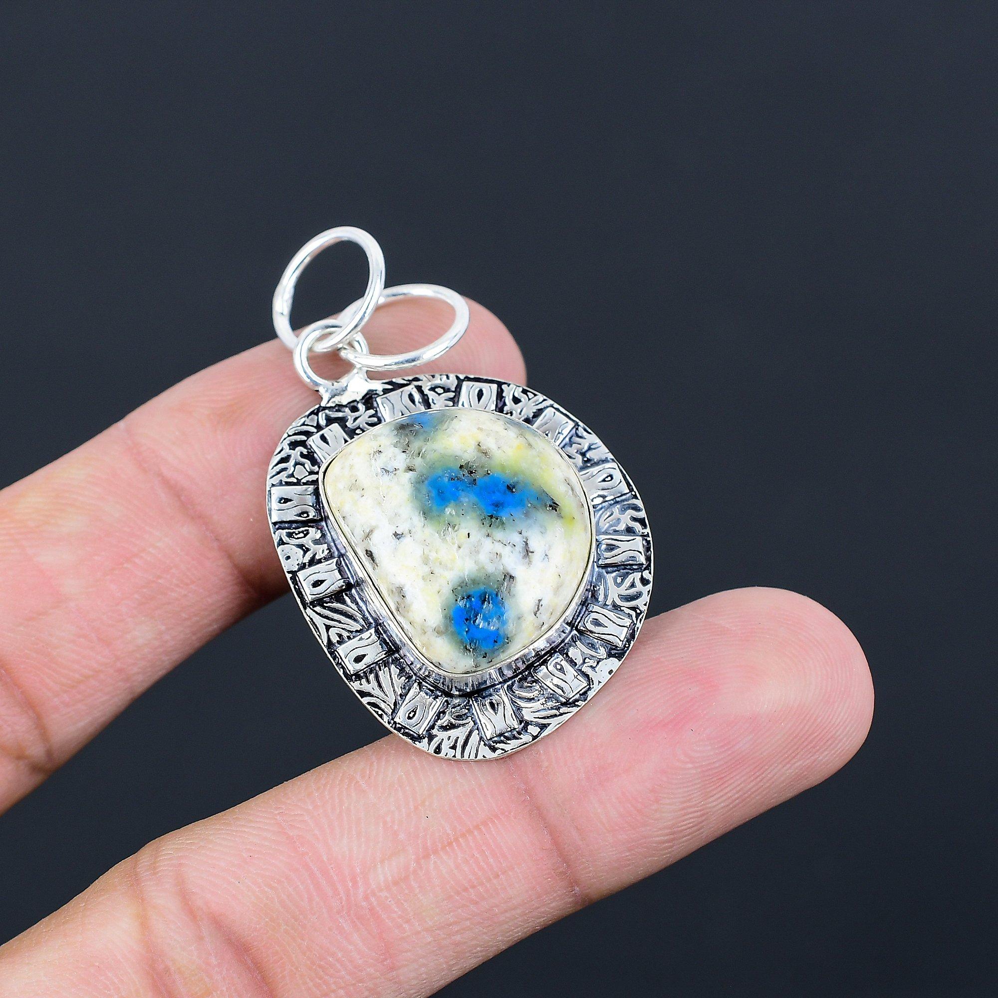 Daughters Day Sale K2 Jasper Stone Elegant Sister Bezel Pendant Sterling Silver