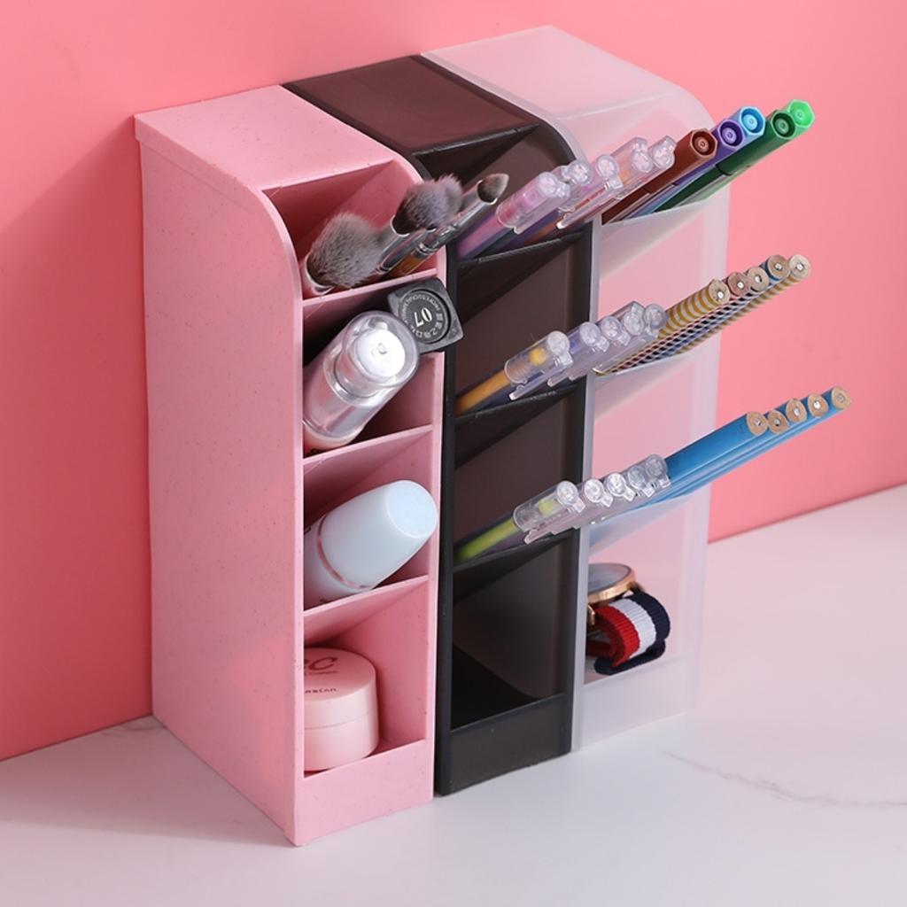 Multi-functional Multi-Layer Pen Holder Transparent Pen Stand Cosmetic Brush Storage Brace For Office School Home Desk Supplies