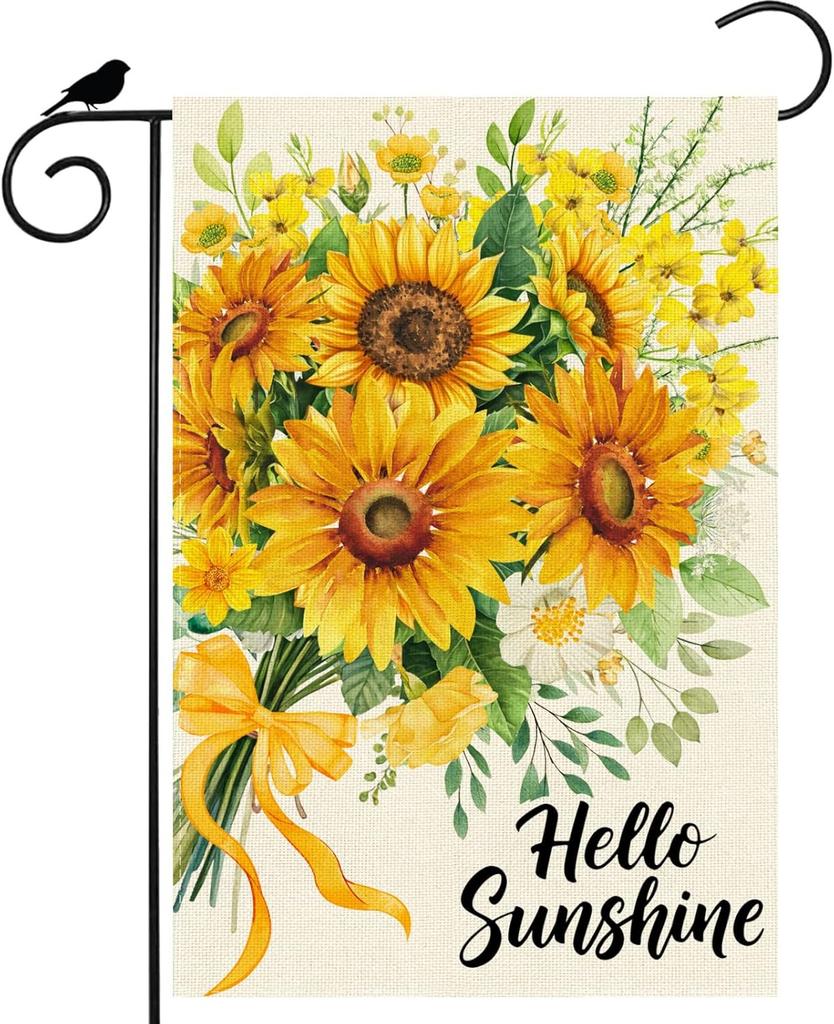 Watercolor Sunflower Summer Garden Flag 12x18 Inch Double Sided Small Mini Yard Flag Outdoor Outside Holiday Party Decoratio