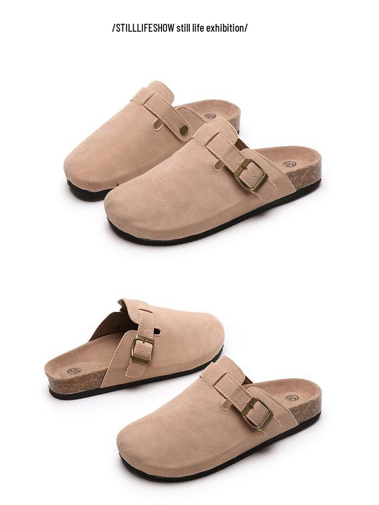 Women's Cork Baotou Slippers - Trendy Roman-Style Casual Slip-Ons In Large Sizes