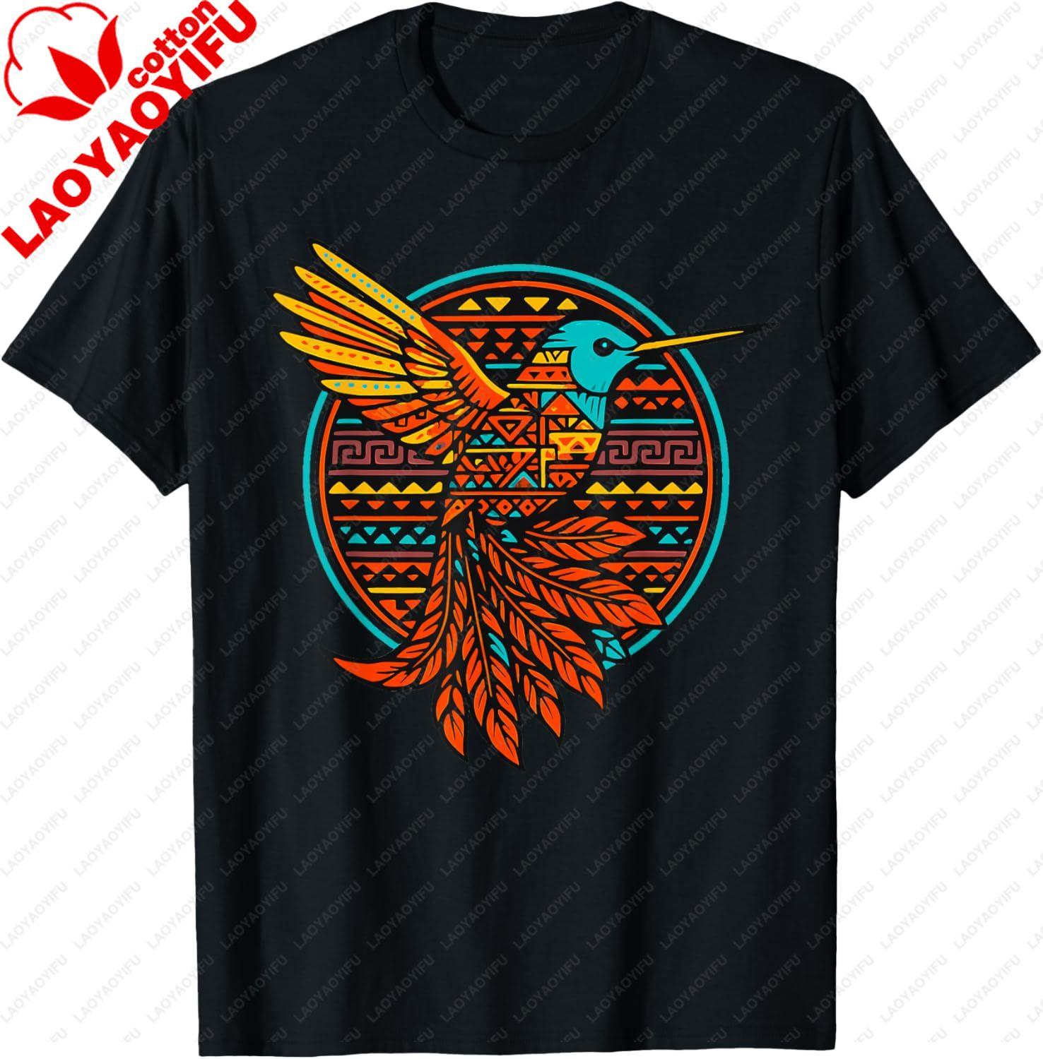 Tribal Hummingbird Native American Style Art Design TShirt Unisex Summer Streetwear Tops Cotton Casual Graphic T Shirts S