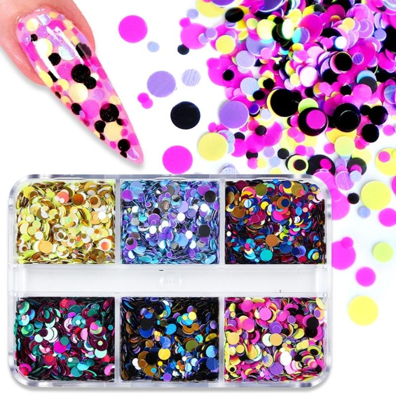 Nail Sequins,Nail Art Flake,Nail Glitter Paillette Mixed Round,3D Nail Art Stickers for Nail Decoration DIY Resin Mold