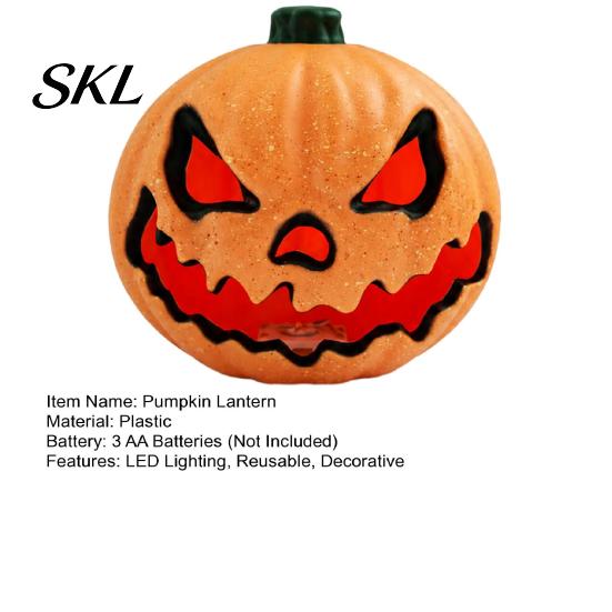 Pumpkin with Integrated LED Halloween Evil Lantern, Large Light Up Jack O Lantern Decor Decoration for Party Scene, Spooky Outdoor Indoor Decoration,