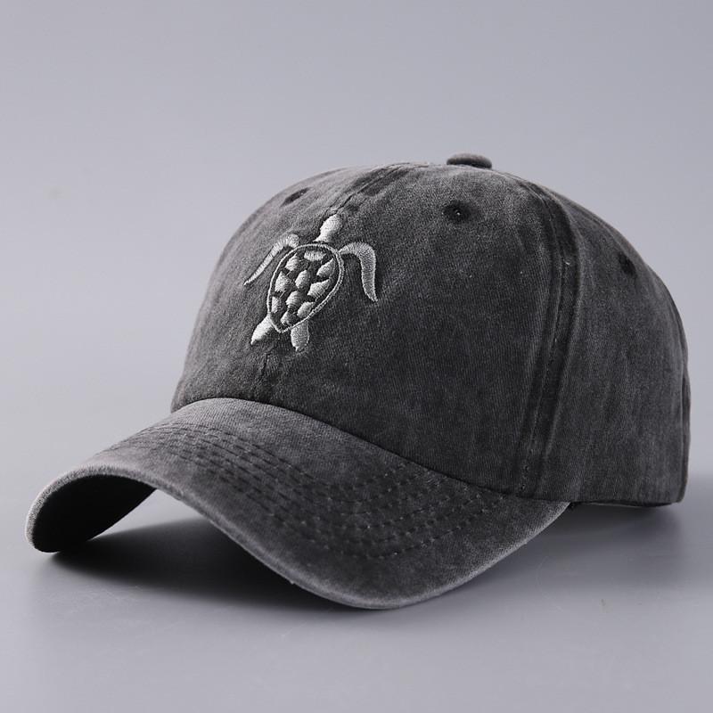 

Flying Turtle Cotton Baseball Cap With Vintage Wash And Wide Brim For Casual Wear чёрный