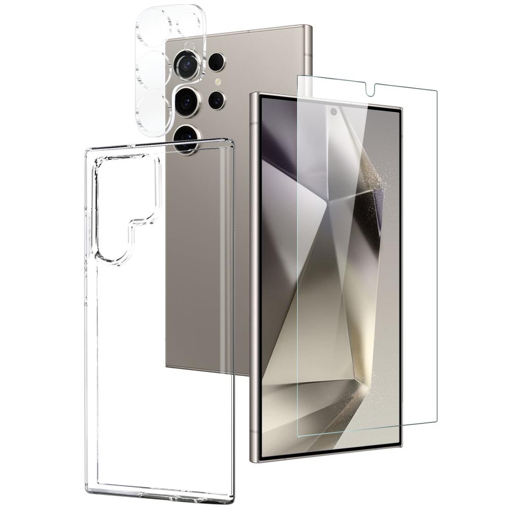 

NORTHJO Для Samsung Galaxy S24 Ultra Чехол из ТПУ + Пленка из закаленного стекла + Пленка для объектива камеры (Поддержка разблокировки отпечатков пальцев) A