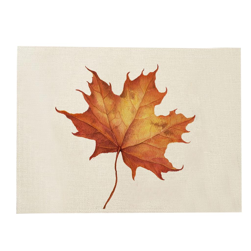 Přizpůsobené Vyšívané Díkůvzdání Lněné Prostírání a Ubrousky s Potiskem Javorového Listu a Dýně