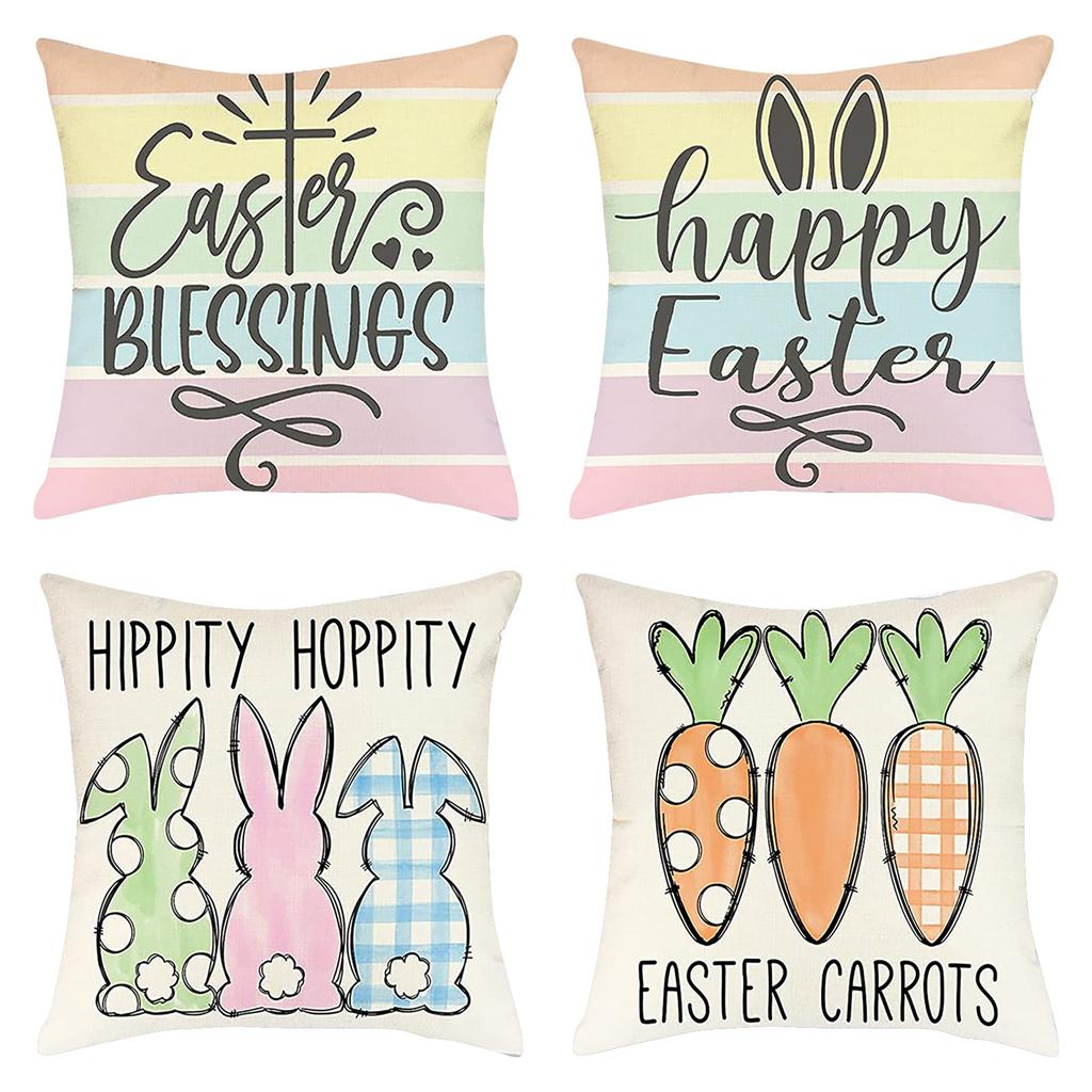 Easter Pillowcase, Easter Decorations Home Decor Cushion Cover 45x45