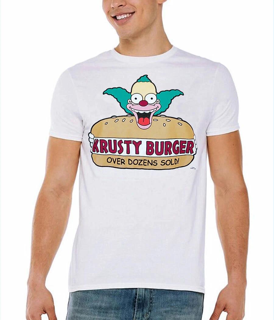 The Simpsons Krusty Burger Adult 100% Cotton T-shirt Mens Tees Top 3XL