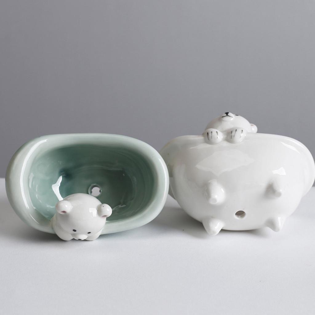 Ceramic Fleshy Plant Pot Pig/Bear Planter Plant Flowerpot Ornament for Fleshy Plant Cactuses Container for Home Balcony