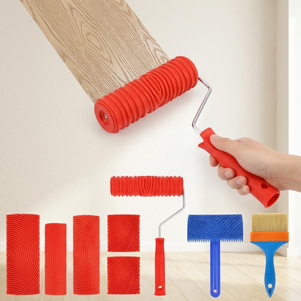 Graining Painting Tool Wood Texture Paint Roller Wood Pattern Tools Wall Room Art Wood Grain Tool for Home Decoration Wall Floor