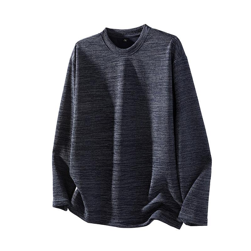 300G Heavy Round Neck Long Sleeve Sweater T-shirt for Men's Japanese High-end Retro Simple Top